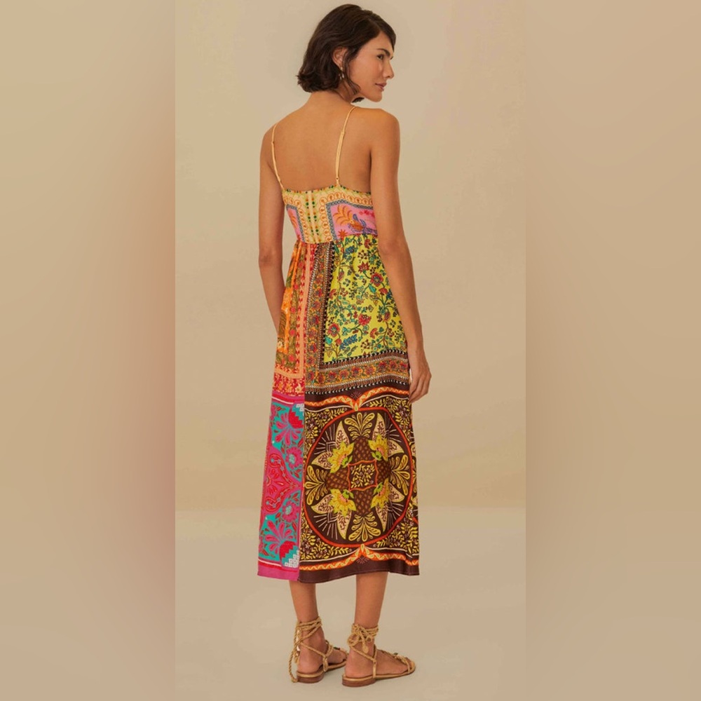 FARM Rio Mixed Scarves-print midi dress, Size Medium, $245 - Picture 3 of 13